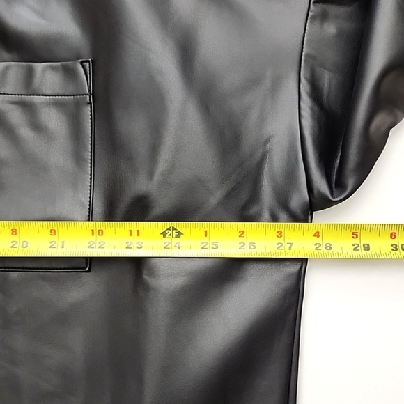 NWT French Connection Women's Crolenda Button Up Black Faux Leather Top Sz L - Picture 11 of 12